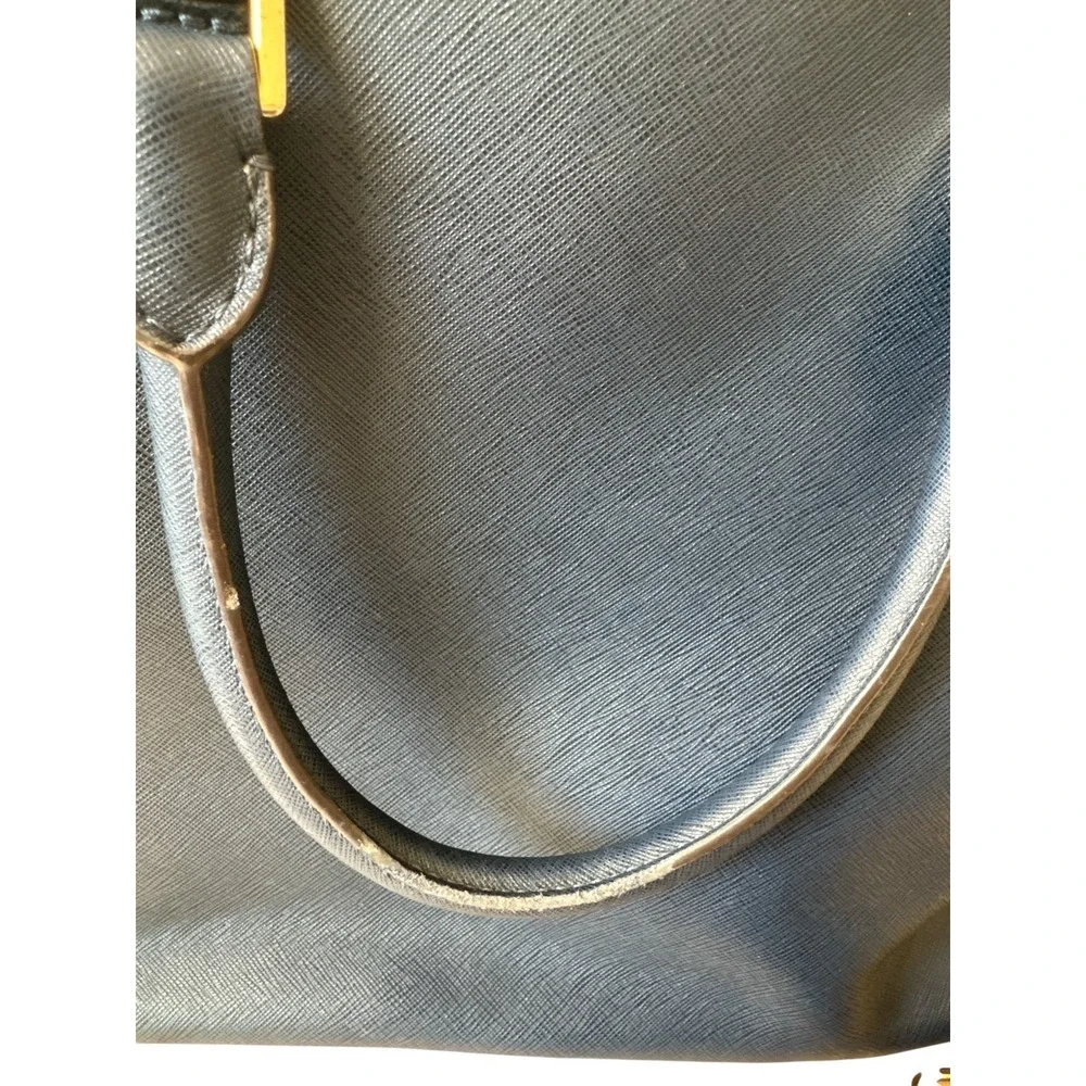 Michael Kors Sutton Medium Satchel Navy Saffiano Leather Handbag Gold‎ MK Charm